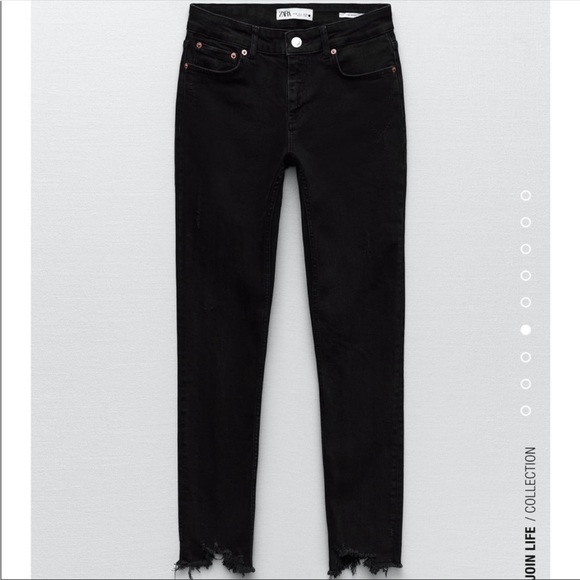Zara Pants - ZARA the skinny ripped ankle black denim‎ jeans NWT